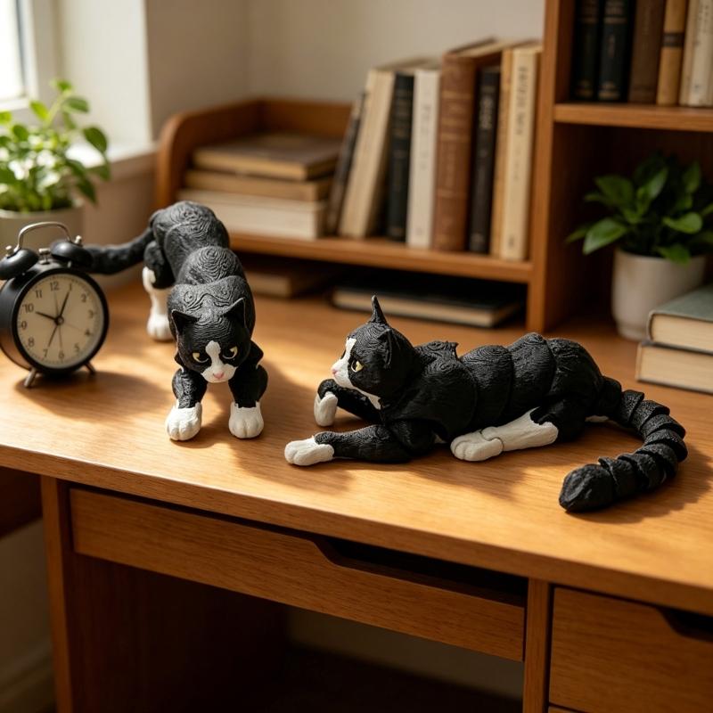 3D Printed Cats Flexible Joint Articulated Cats Fidgety Toy Ornament Desktop Pet Decorations 3D Printing Action Figures