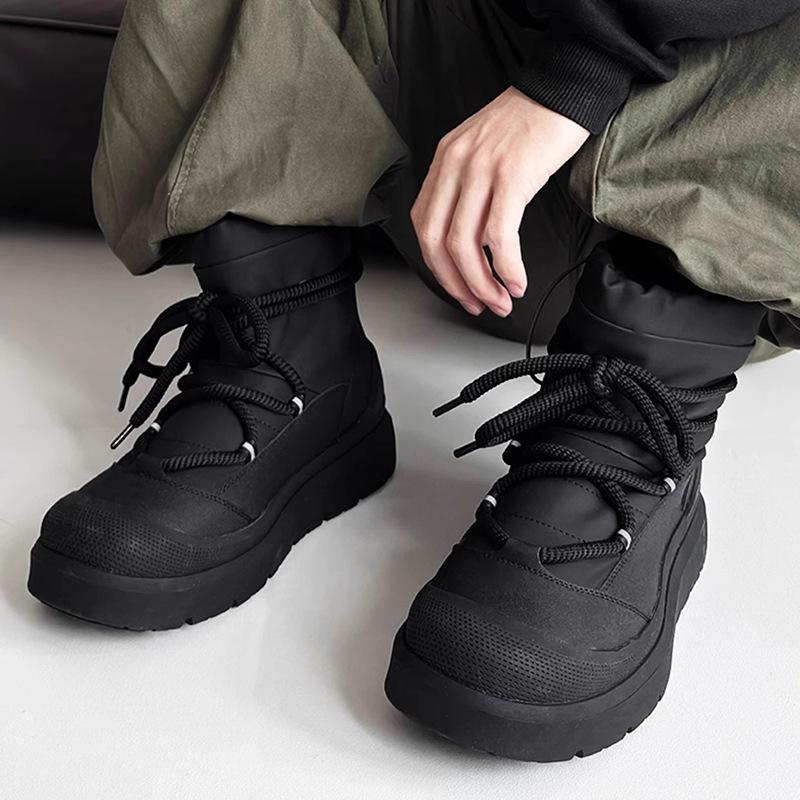 Winter Kurz Einfarbig Herren Plüsch High Top Dickbesohlte Schneestiefel Mode Vielseitig Warm Weich Bequem Haarige Baumwollstiefel