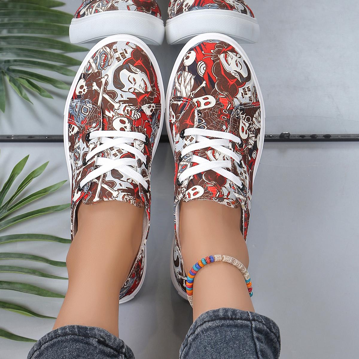 

Жіночі парусинові туфлі з принтом гарбуза та кажана, повсякденні, на шнурівці, для вулиці, легкі, з низьким вирізом, Хелловінські туфлі, розмір 36-42 36 коричневий