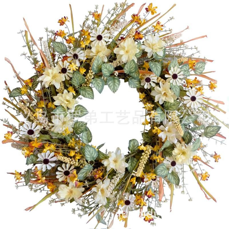 Harvest Wreath With Pumpkins Berries Vine Circle Halloween Thanksgiving Door Decor