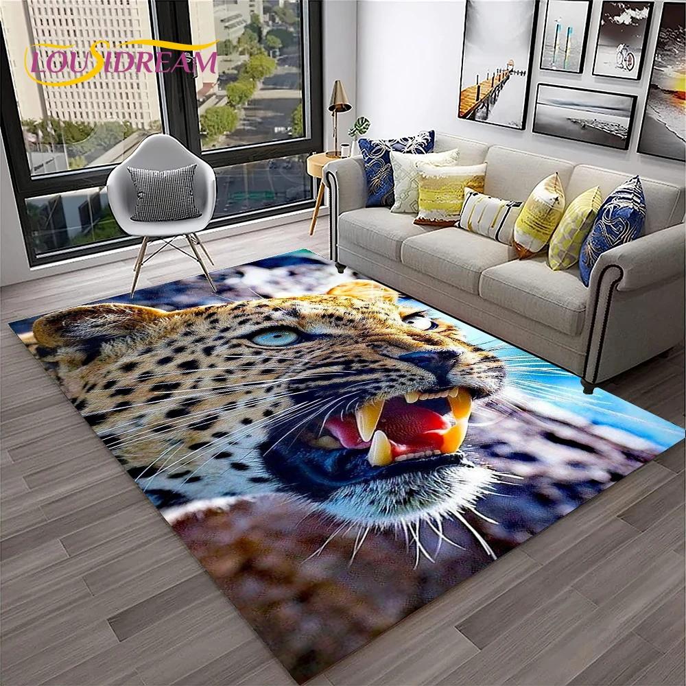 Leopard Cheetah Animals Cartoon Carpet Rug for Home Living Room Bedroom Sofa Doormat Decor,Kid Play Area Rug Non-slip Floor Mat