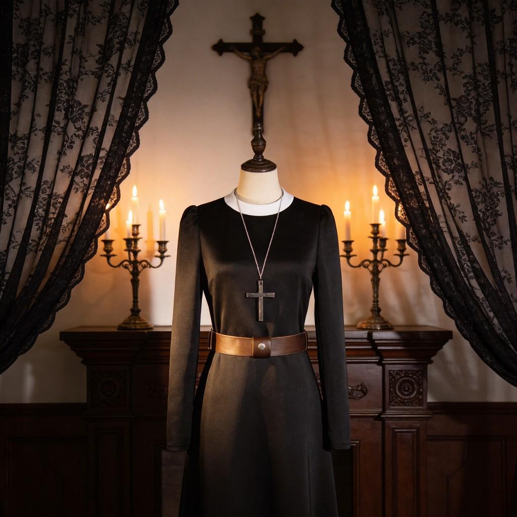 The Nun 2 Cosplay Costume For Halloween With Polyester Dress For Stage Performance