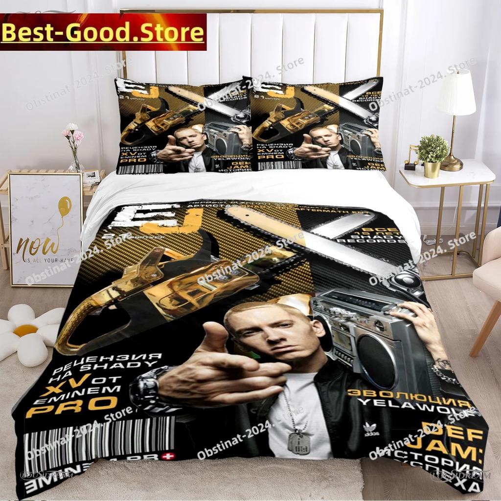 Eminem hip-hop singer All Season Bedding Set Duvet Cover Full Queen King Size Pillowcase Bed Printed Bed Set Aldult Kid Bedroom