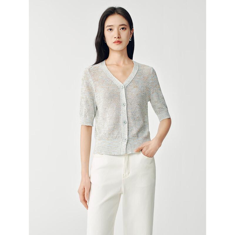 JUZUI Women's Romantic Beaded H-line Knit Cardigan
