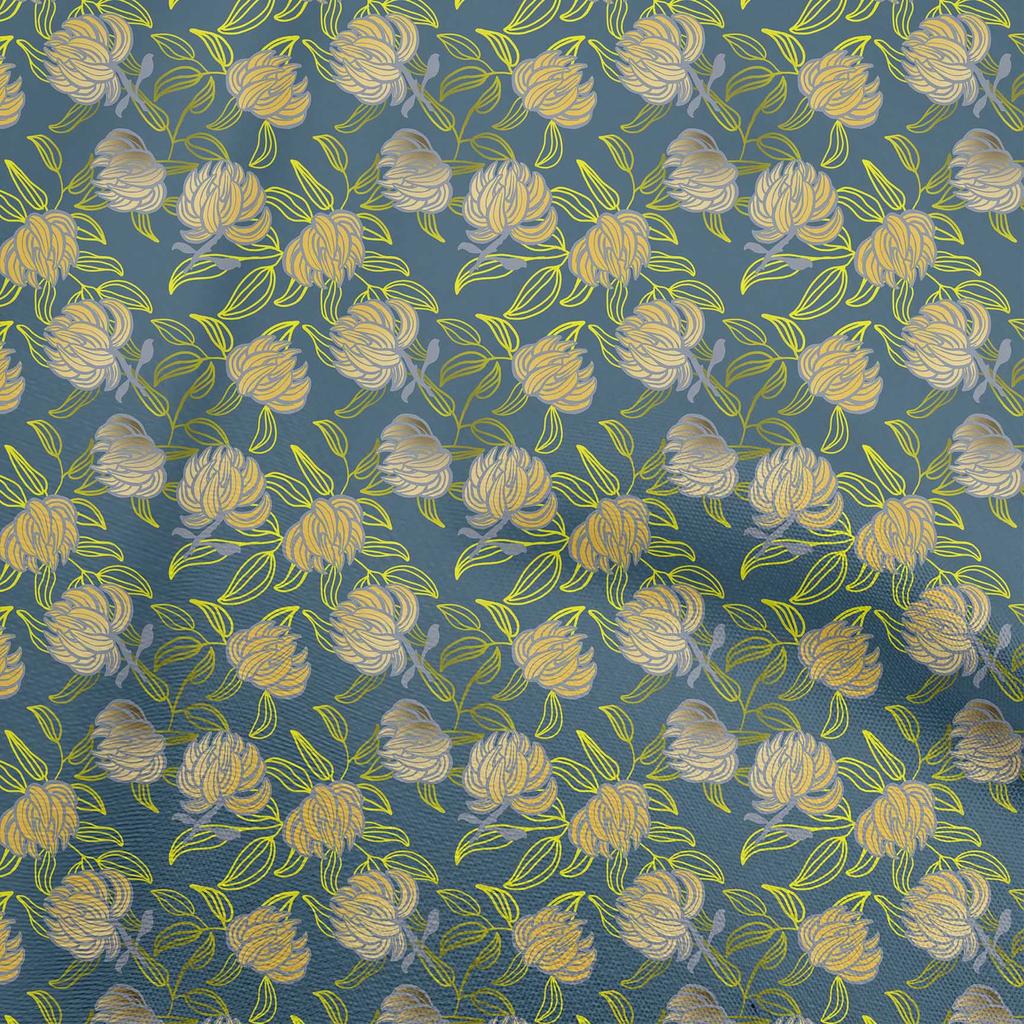 oneOone Cotton Flex Medium Blue Fabric Leaves Craft Projects Decor Fabric Printed By The Yard 40 Inch