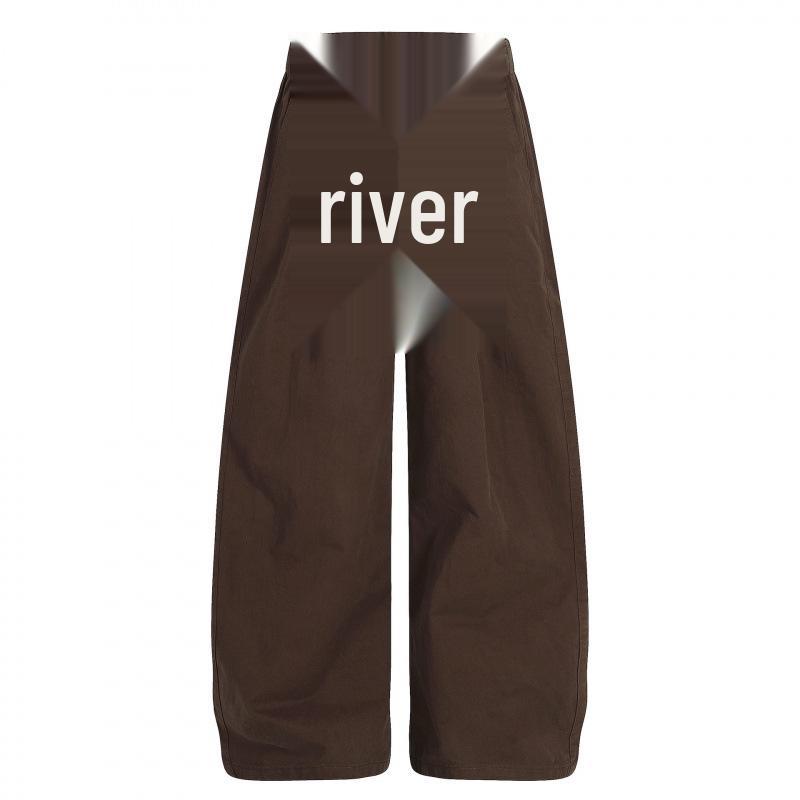 EON 26 Spring Retro Unisex Casual Loose Trousers L кофейный