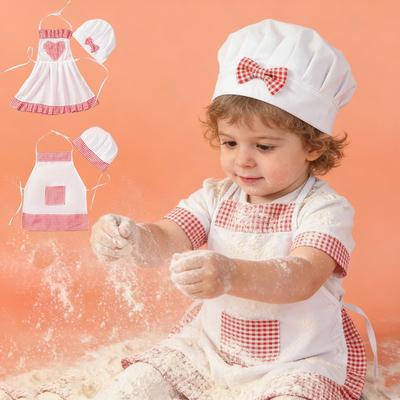 2pcs/set Baby Chef Apron Hat Newborn Photography Props Kids Costumes Chef Baby Cook Costume Photography Clothing Baby Souvenirs