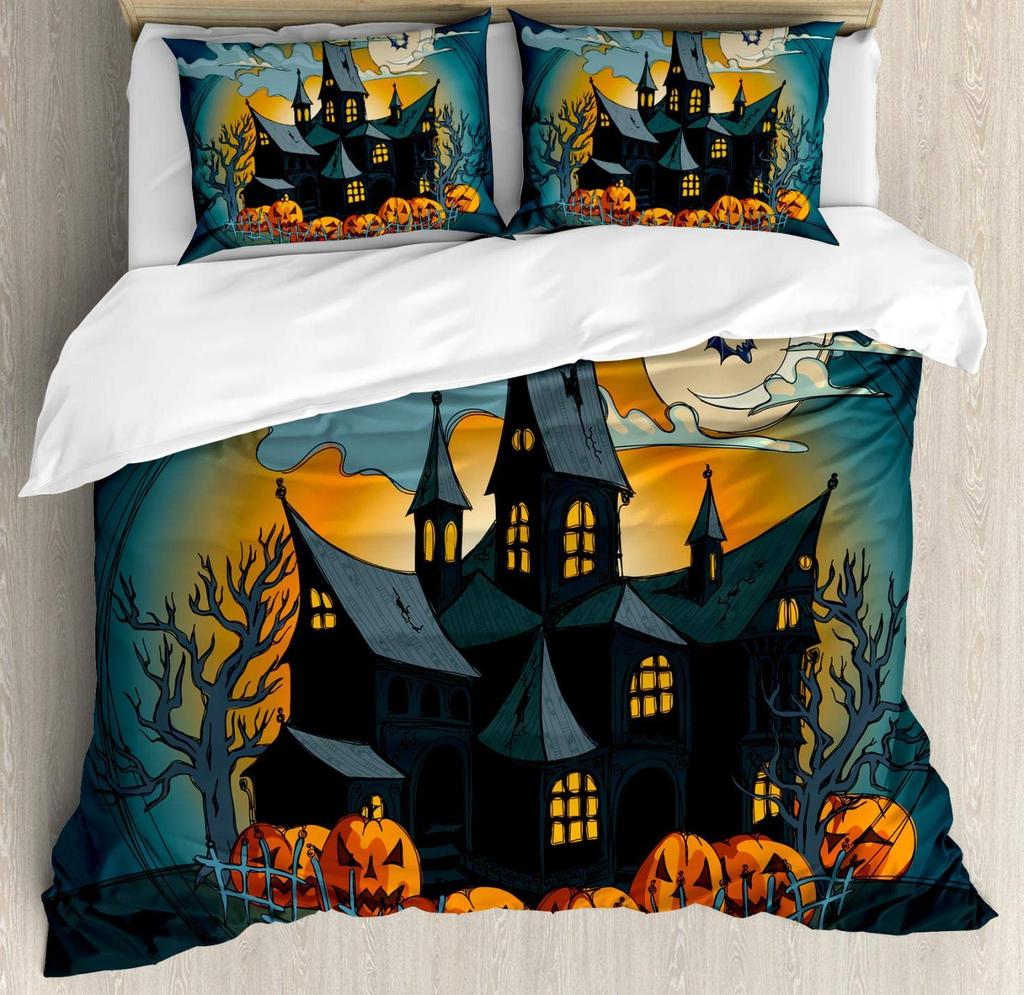 Halloween Flying Vampire Bedding Set Bat Duvet Cover Witchcraft Magic Comforter Cover Full Twin King Queen Polyester Quilt Cover