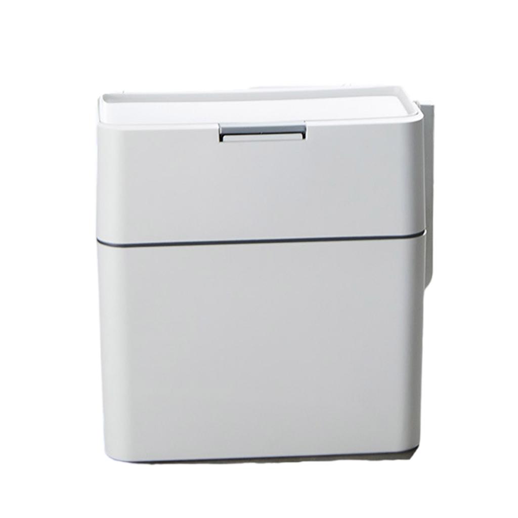 Bathroom Trash Bin with Toilet Brush Trash Can Automatic Packaging Garbage Bin with Press Top Lid for Kitchen Toilet