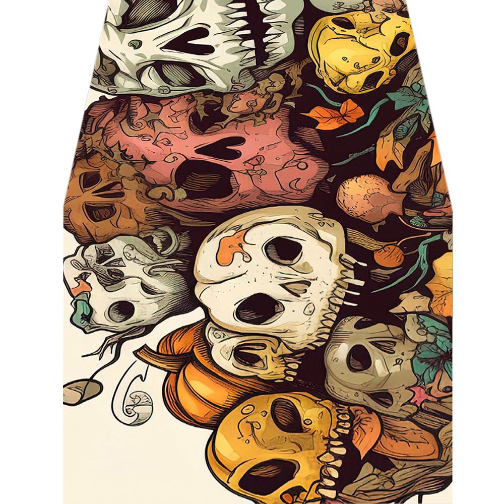 Skull Flowers Tablecloth Waterproof Dining Table Mat Day Of The Dead Tablecloth Day Of The Dead Table Decoration For Dining Room