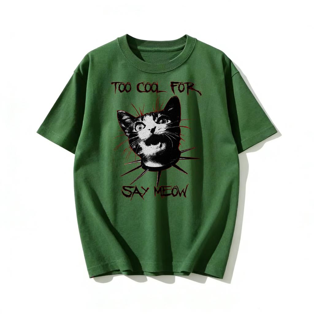 Adult and Childrens Comforting Catplaying Pure Cotton Tshirt Lazy and Casual Perfect for Staying At Home or Parties