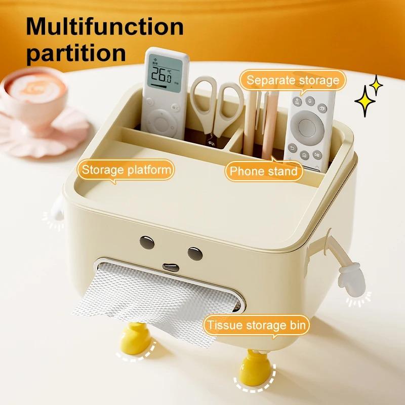 1pc Desktop Tissue Box for Home Living Room Bedroom Bedside Multifunctional Student Dormitory Cute and Safe Material