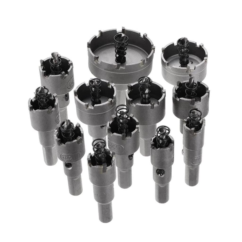 12Pcs Hole Saw Set  Carbide Hole Cutter Set Metal Fit  for Plastic  Wood Stainless Steel Copper