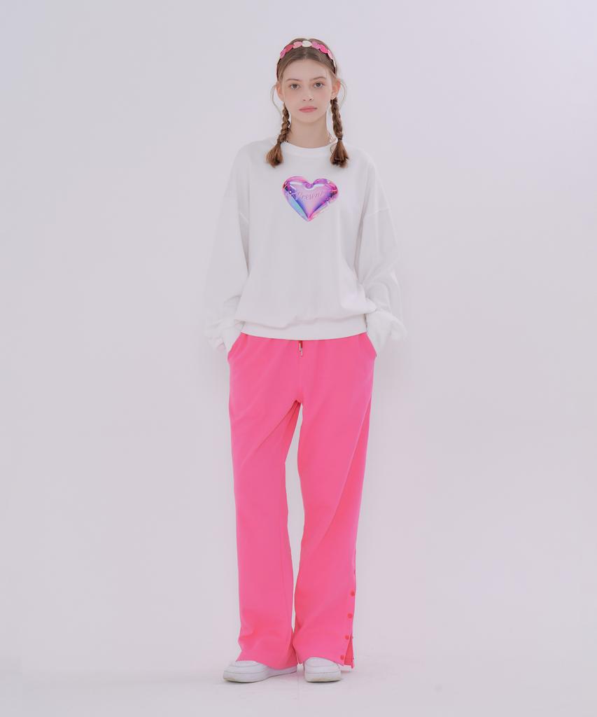 Metapeo Button Detail Elastic Waist Sweatpants Pink