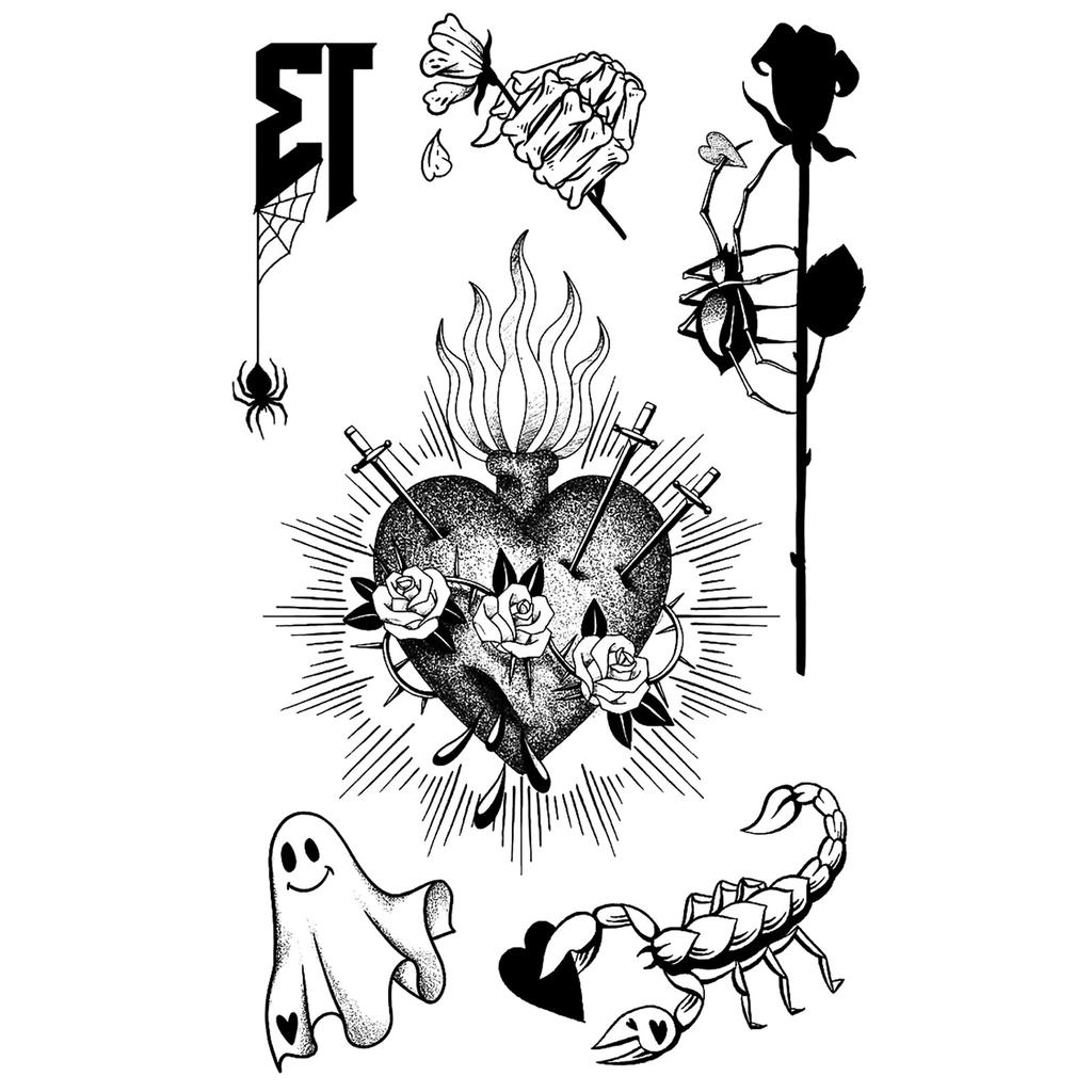 Y2K Sexy Butterfly English Cross Finger Waist Belly Tattoo Sticker Holiday Party Decoration Sticker