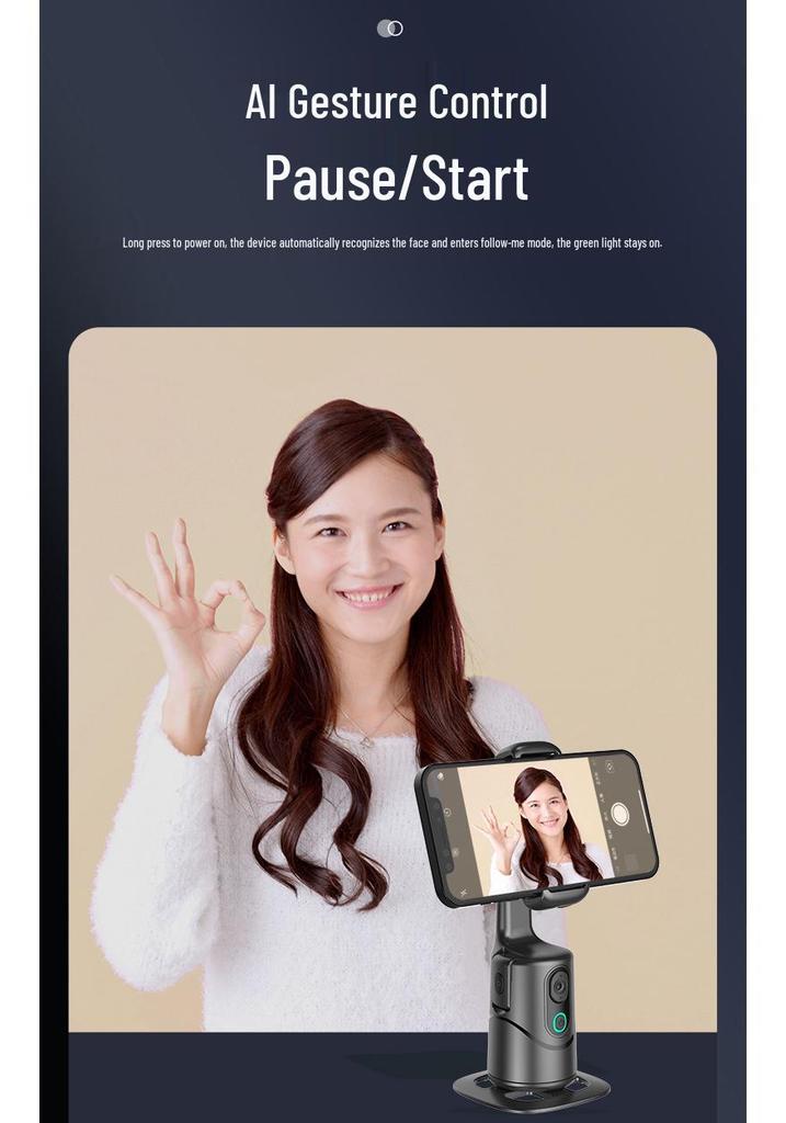 Q12 Smart Tracking Gimbal: AI Face Recognition 360° Live Streaming Phone Stabilizer Stand