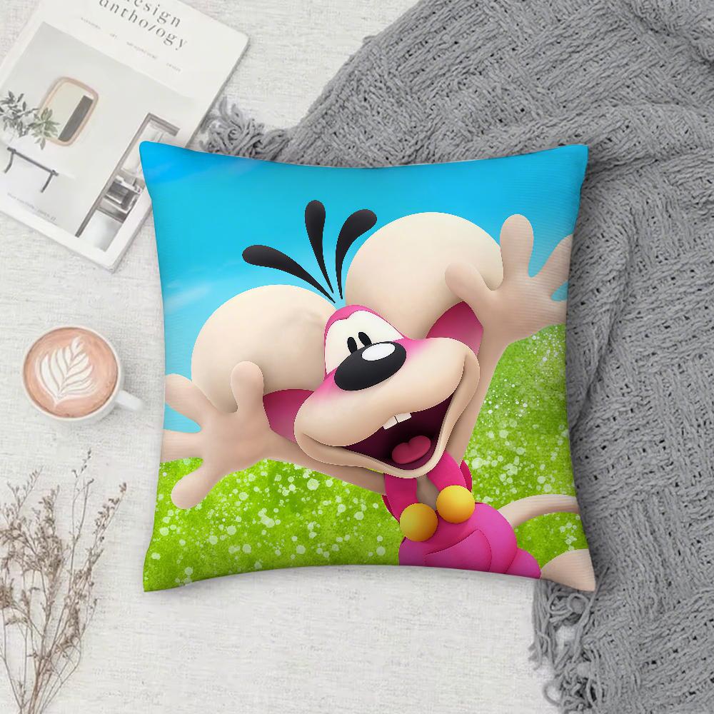 Cartoon DDiddl RRatS Pillow Case Square DoubleSided Printing Sofa Cushion Cover Pillowcase Bedroom Bedside