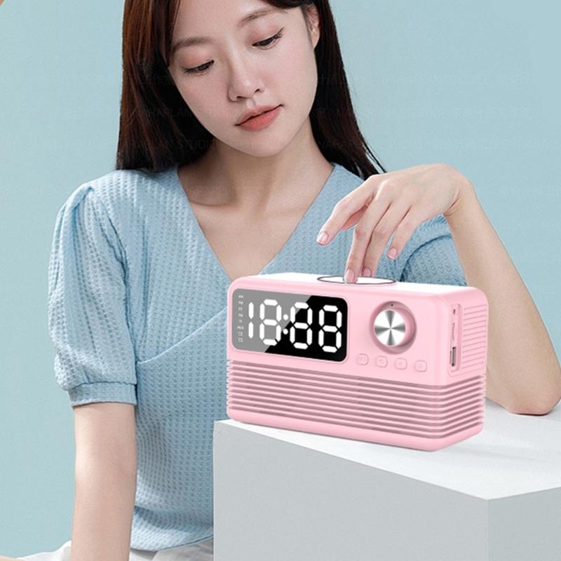 15W Wireless Charging Bluetooth-compatible Speaker with LED Mirror Clock Double Alarms Not Theft Designs Suitable for Home Office