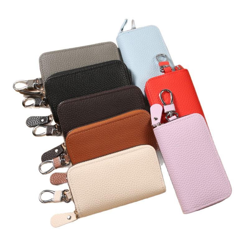 PU Leather Multifunctional Fashionable Simple Women's Key Bag Portable Anti-theft Zipper Home Key Bag
