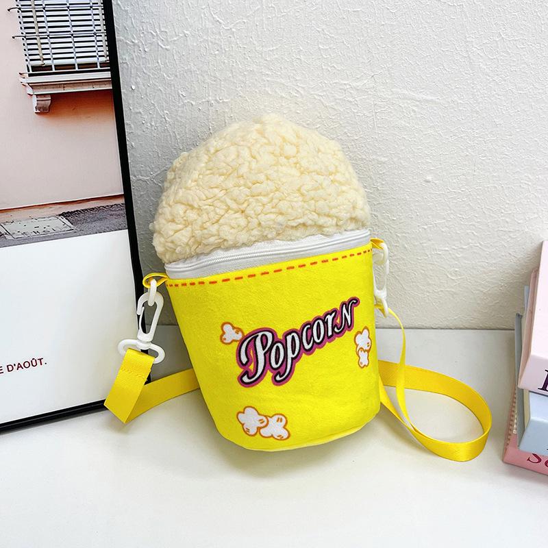 

Creative popcorn bucket bag cute girl heart storage bag girl student going out lightweight versatile messenger bag жёлтый