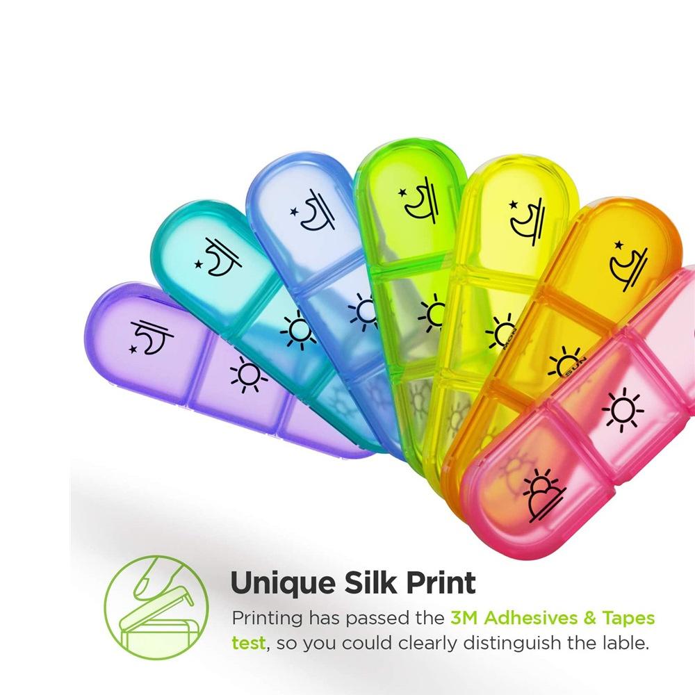 Plastic Pill Organizer Tablet Dispenser 7 Days Weekly Medicine Container with 21 Compartments Weekly Pill Organizer