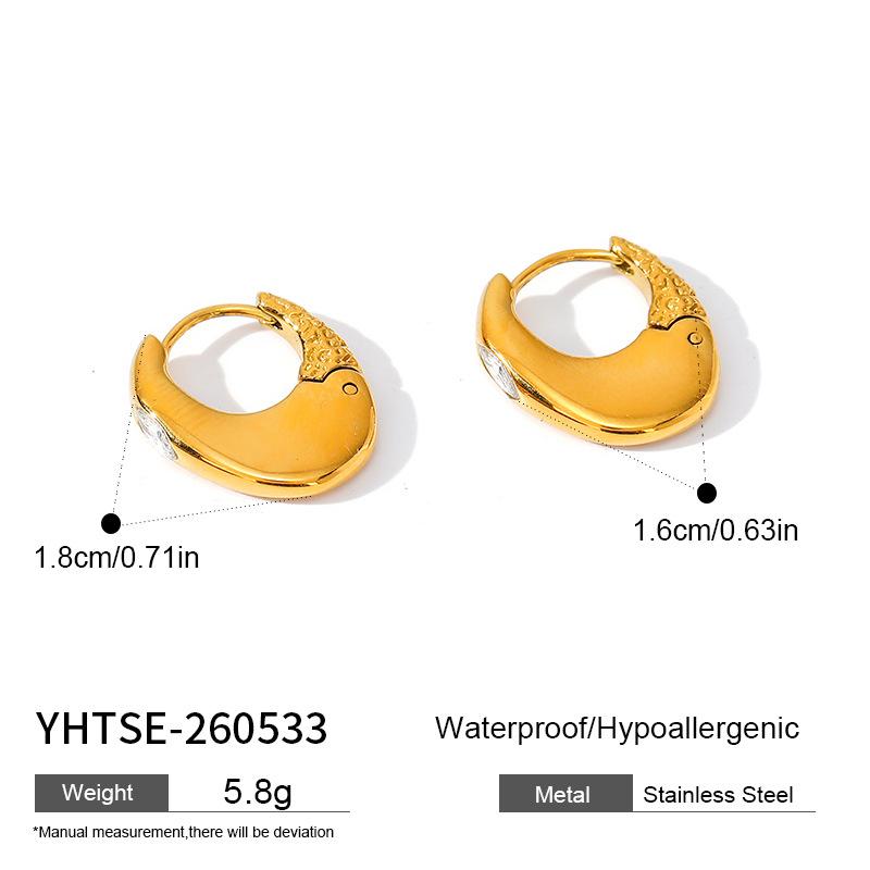 European and American 18K gold zircon light luxury earrings niche high-end stainless steel ear buckle temperament versatile ear jewelry