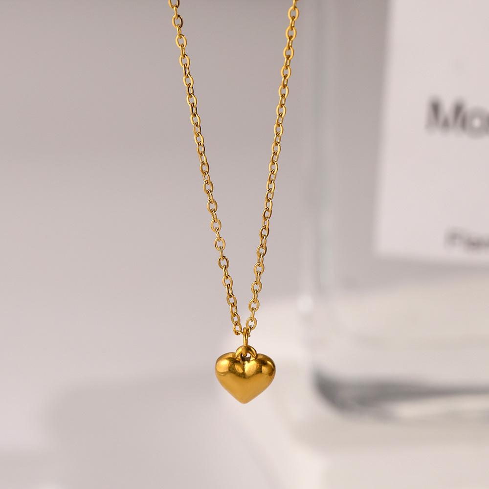 18K Gold-Plated Stainless Steel Fishtail Cross Heart Necklace, Colorfast and Fashionable.