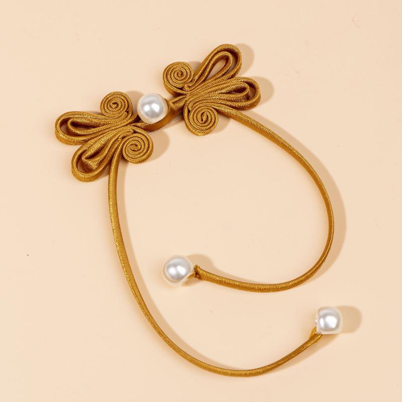 Botões de Tassel de Pérola Tecidos à Mão Estilo Chinês Fivela de Cheongsam Acabamento com Contas Fixador Para Orelha de Coelho Cauda Longa Botões Decorativos