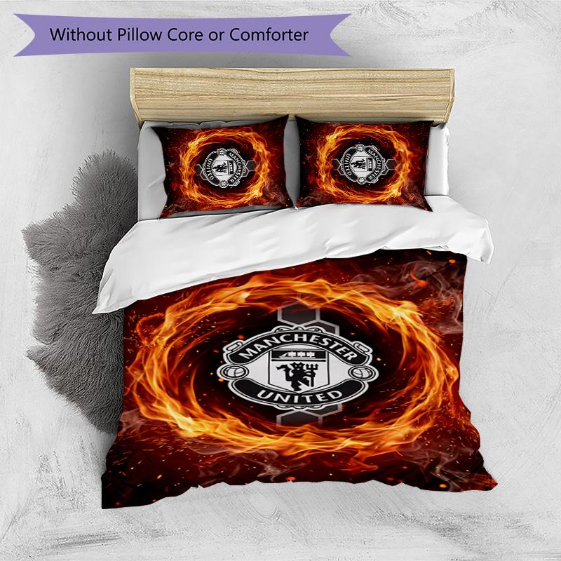 Manchester United FC Τυπωμένο Σετ Κλινοσκεπασμάτων 3 Τεμαχίων Αναπνέον Κάλυμμα Παπλώματος με Μαξιλαροθήκες Διακοσμητικά Λευκά Είδη Κρεβατοκάμαρας Σπιτιού