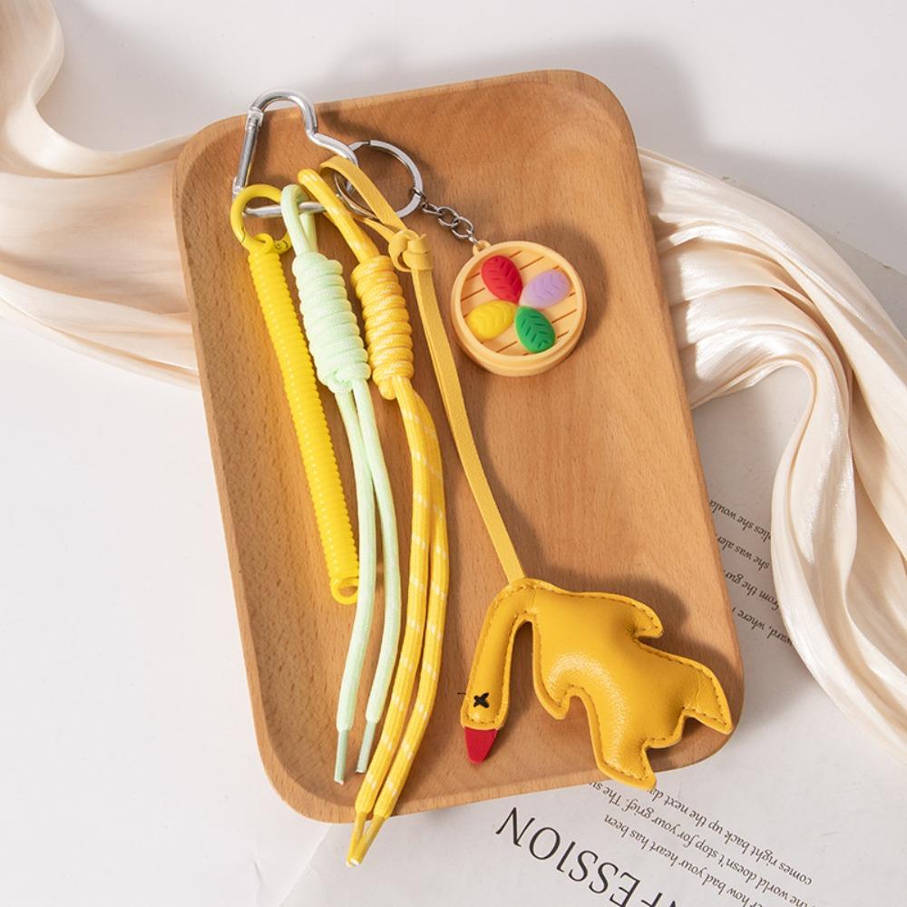 PU Simulation Food Keychain Nylon Rope Leather Roast Duck Pendant Roast Duck Bag Charms  Home Decor