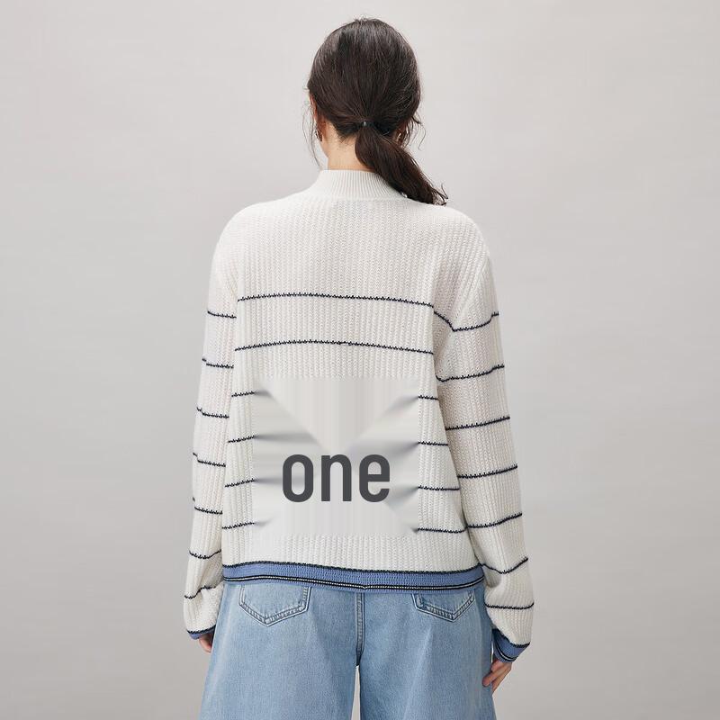 Kemengboka Women's 100% Cashmere Striped Mock Neck Sweater