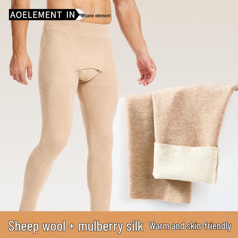 Men's Extra Thick Double-Sided Flannel Fleece Lined Antibacterial Warm Knit Pants