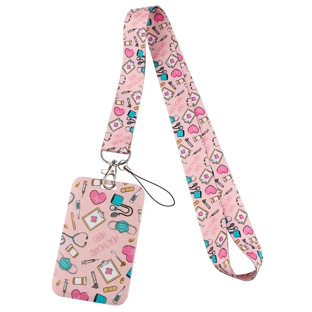 Lanyard Medico Infermiere Cinghie da Collo Porta Badge Tesserino Portachiavi Ciondolo Portachiavi Cellulare Copri Tessere Custodia Borsa