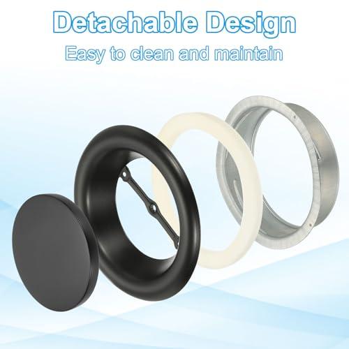 PATIKIL 200mm Round Metal Vent, Adjustable Natural Ventilation System for Home Renovations, Wall-Mounted, Black, 1 Piece