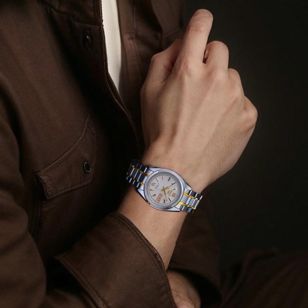 Seiko Automatic Mechanical Movement Stainless Steel Strap Watch 37mm Men's Watches White Dial SNKL57K1