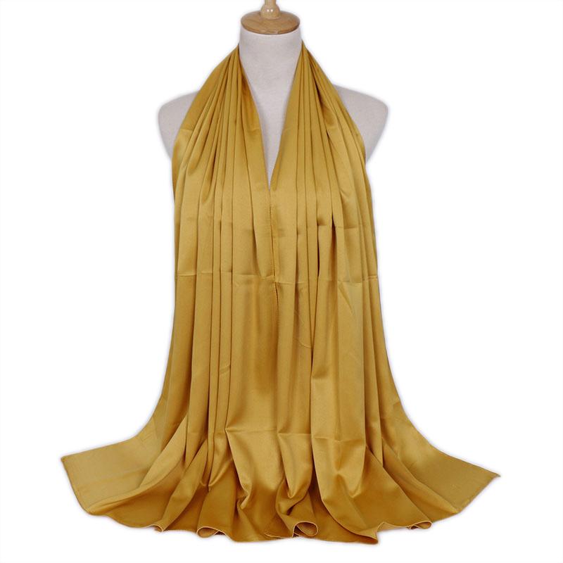 Premium Schimmer Seidensatin Hijab Schal Damen Luxus Medine Seide Schleier Muslimische Frauen Hijab Glänzender Seidenschal Damen Schals Stola