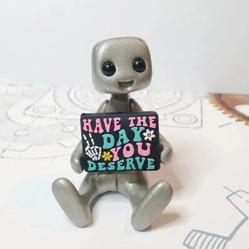 A Type Your Anxiety Is A Lying Hoe Robot Schattig Klein Figuur Mentale Gezondheid Hars Bureau Ornamenten Kinderspeelgoed Cadeaus Robot Figuur