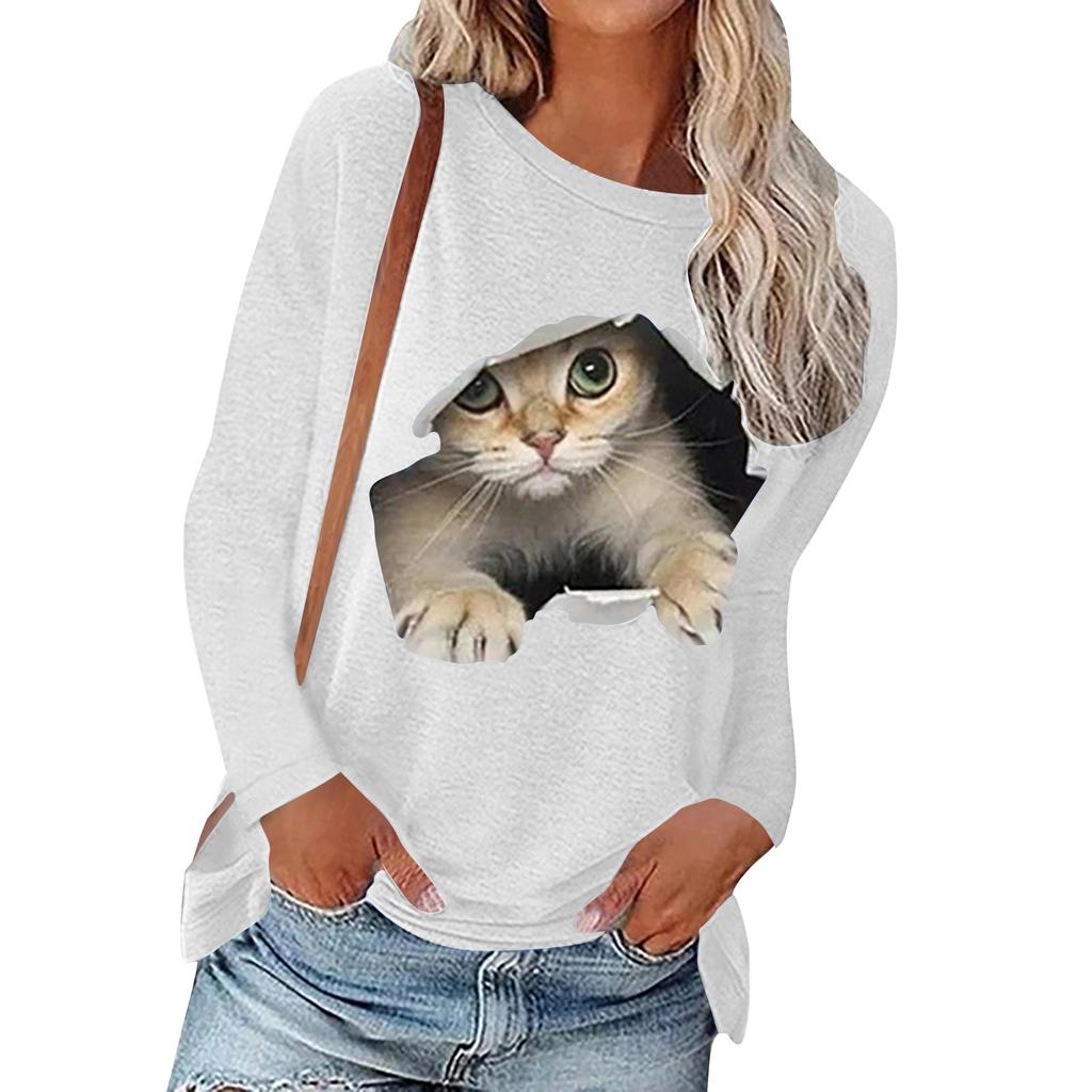 Women's Fashion And Winter Round Neck Casual Pullover Long Sleeve T-Shirt
