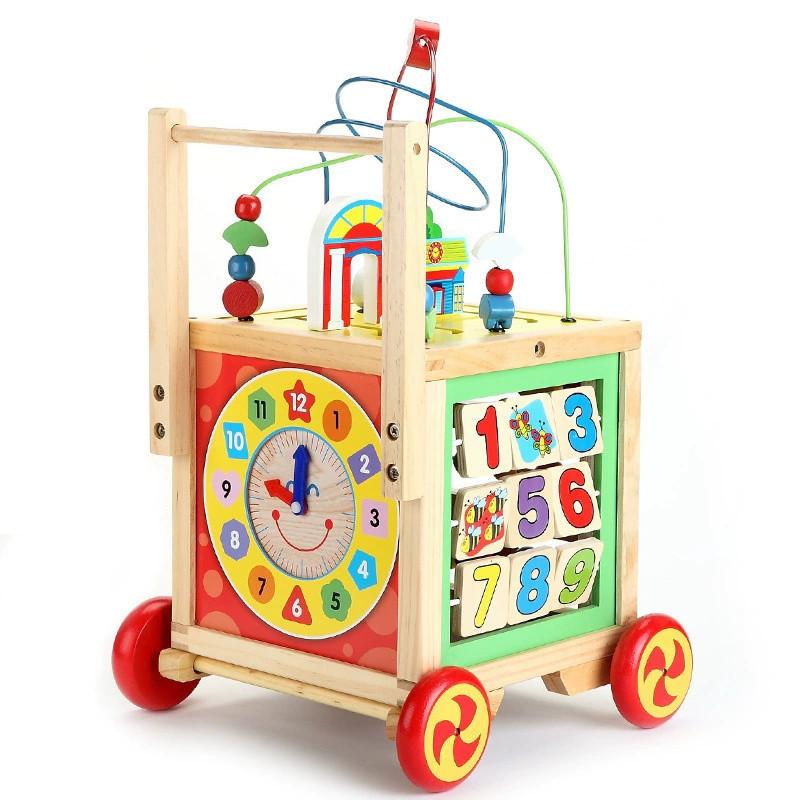 Baby Wooden Cube Walker Developmental Montessori Learning Educational Gifts