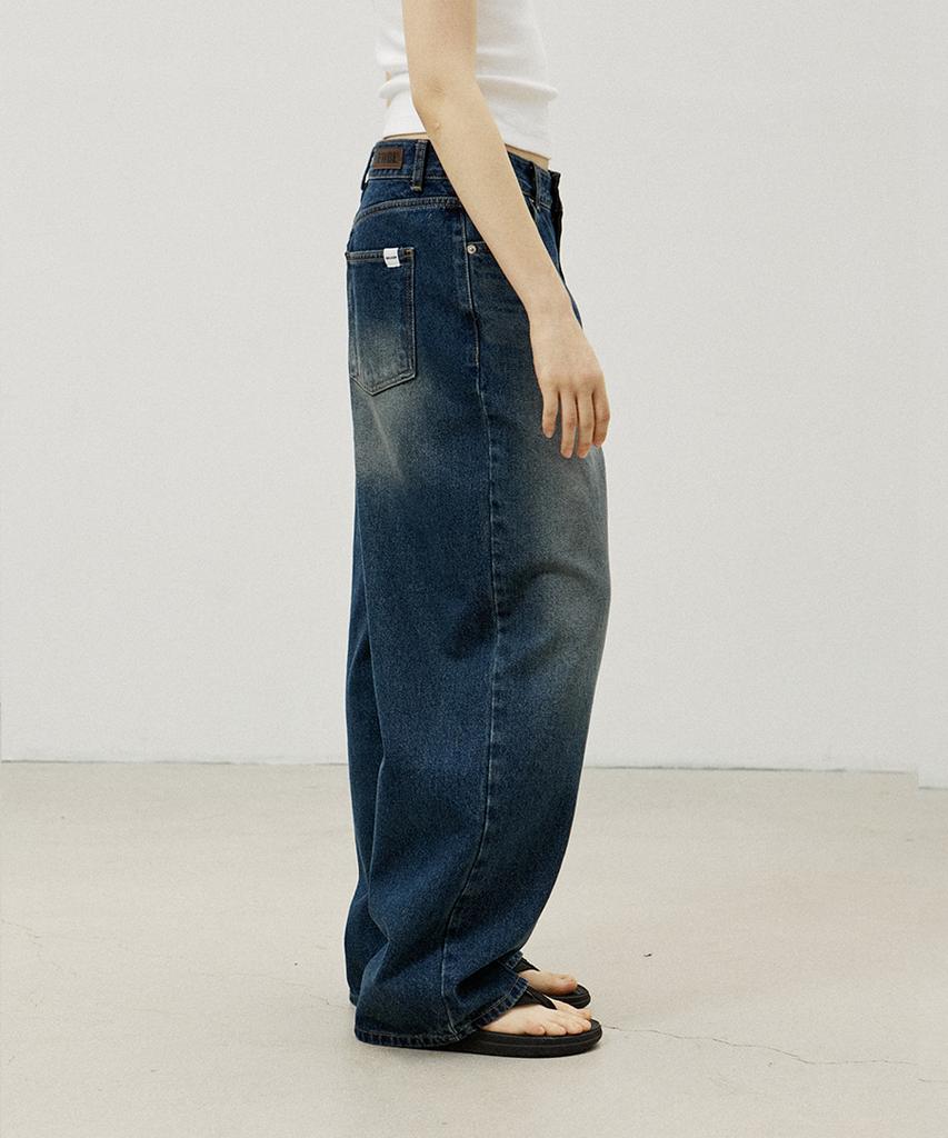 Edeuwodeubeollun Real Wide Denim Pants - Indigo Blue