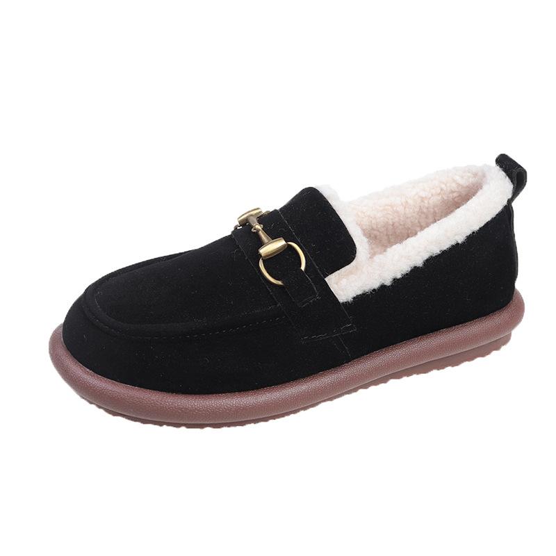 

Хлопковые туфли женские зимние новые на плоской подошве на низком каблуке бархатные ленивые шапочки туфли с мелким носком закрывающие стопу круглые туфли из хлопка для женщин 35 чёрный