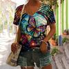 Short Sleeved Trendy Versatile Fashion Loose Top Summer Thin V-neck T-shirt