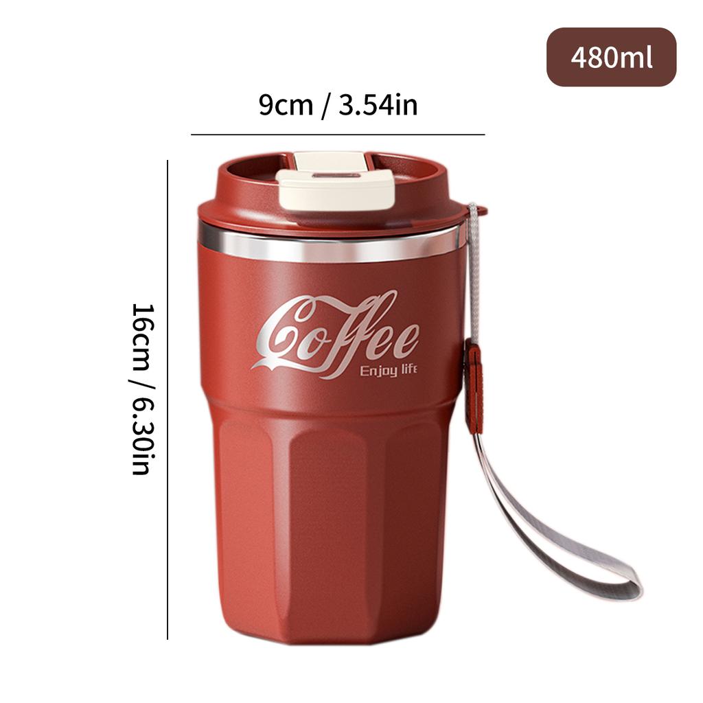 WORTHBUY Portable Double-Walled Insulated Coffee Cup 304 Stainless Steel Mug Reusable Leak-proof Drinking Cup For School Office