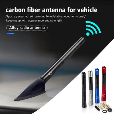 Carbon Fiber Car Short Antena Radio FM Metal Receive Accessories For Pulsar Skyline Patrol Navara Micra X-Trail