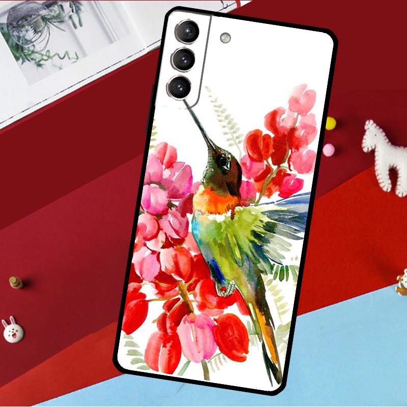 Hummingbird and Flowers Funda For Samsung Galaxy S26 S25 S24 S21 S22 S20 Ultra S9 S10 Plus S23 FE S25 FE Phone Case