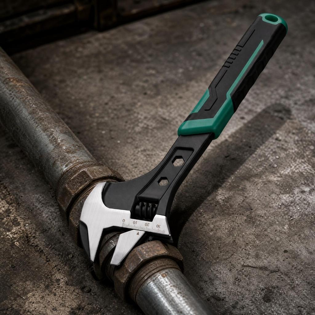 Multifunctional Adjustable Wrench NonSlip Grip with Side Hand Tool for Plumbers,