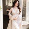 1011 New Ice Silk Sexy Pajamas Two-piece Set Women's Spring and Summer Long Sleeve Suspender Thin Loungewear with Chest Pad