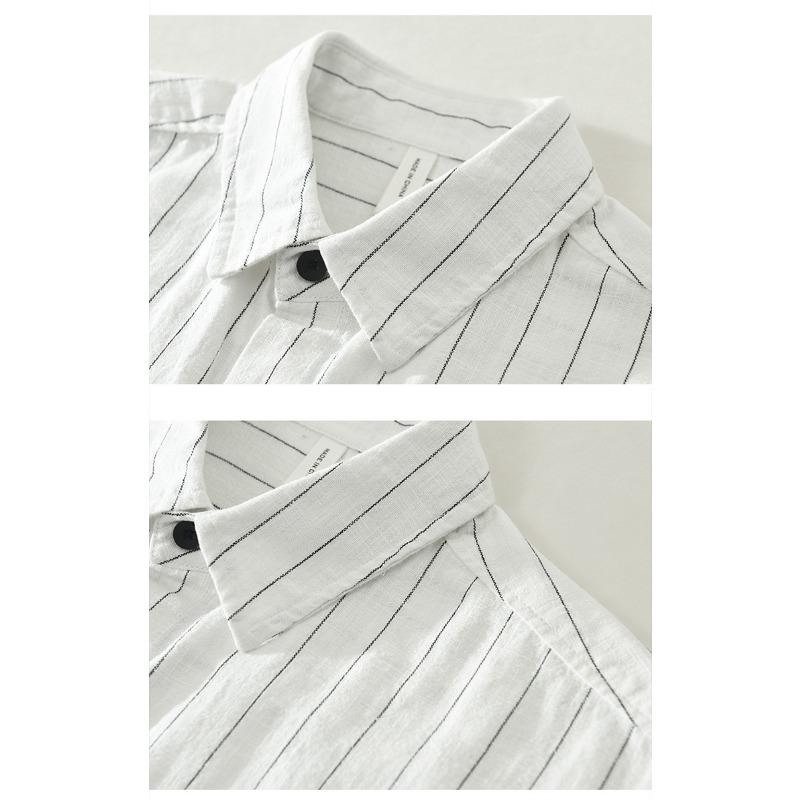 Men's Vertical Stripe Patch Pocket Short Sleeve Button Down Shirt Casual Streetwear Top