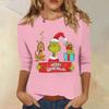 3/4 Sleeve Tops For Women T-Shirt Casual Christmas Print Tops T Shirt Round Neck Pullover Blouse
