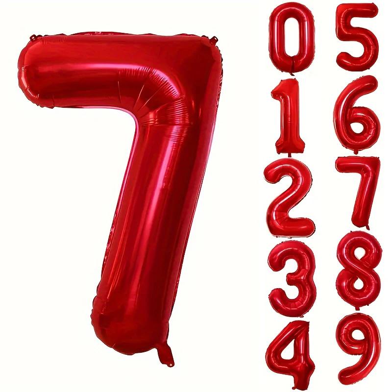 40INCH Red Number Foil Balloons for Birthday Anniversary Party Decor, Large Family Celebration Photo Backdrop Decoration Set